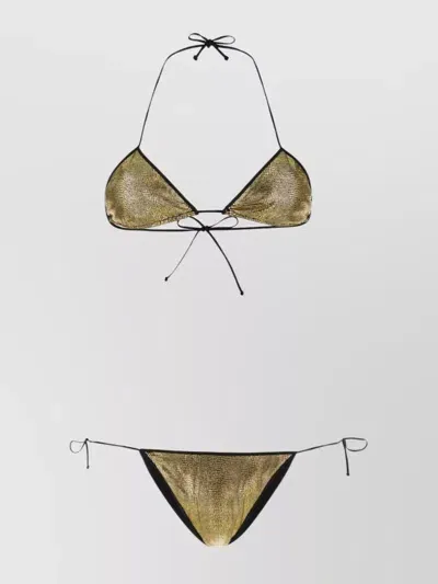 Reina Olga Sam Printed Stretch Nylon Bikini In Goldcroc