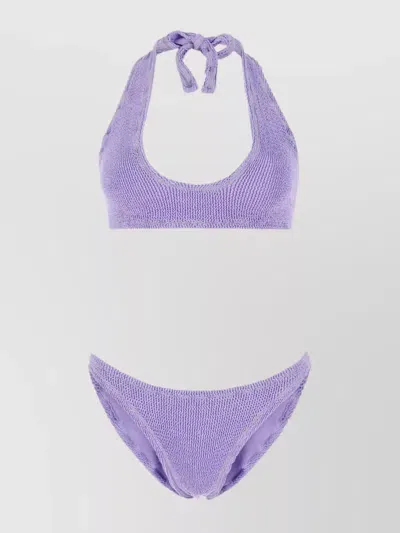 Reina Olga Stretch Nylon Pilou Set Bikini In Purple