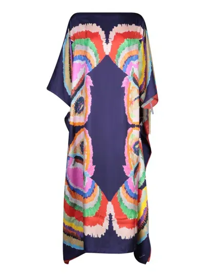 Rianna + Nina Papagalo Blue Coral Kaftan In Multi