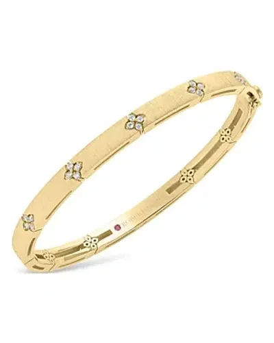 Roberto Coin 18k Yellow Gold Love In Verona Diamond Flower Bangle, 0.15 Ct. T. W.