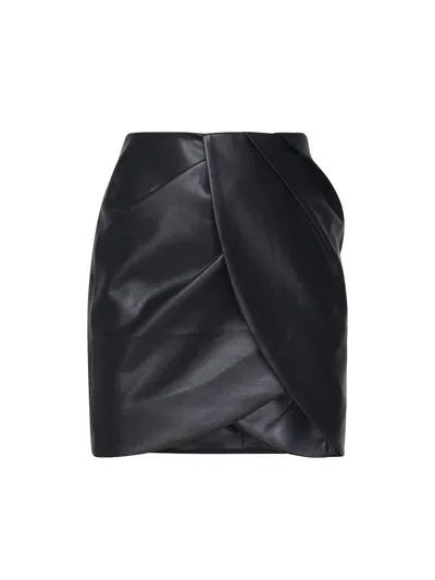 Rotate Birger Christensen Faux Leather Mini Skirt With Pleats In Black