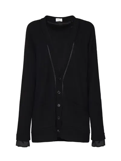 Saint Laurent Long Cardigan In Pure Wool In Black