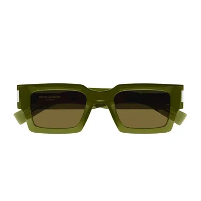 Saint Laurent Sl 572 Linea Corner Angle 005 Green Brown Sunglasses