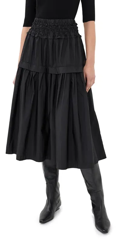 Sea Belen Taffeta Smocked Tiered Skirt Black