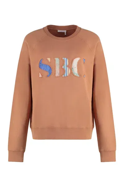 See By Chloé Cotton Crew-neck Sweatshirt In Pink