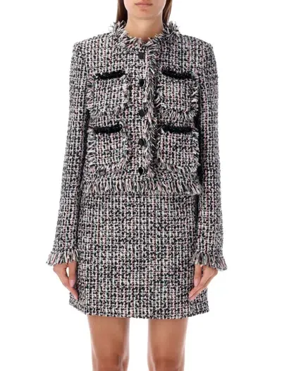 Self-portrait Boucle Jacket In Grey