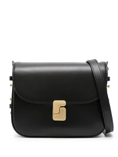 Soeur Belissima Branded-buckle Mini Leather Cross-body Bag In Black