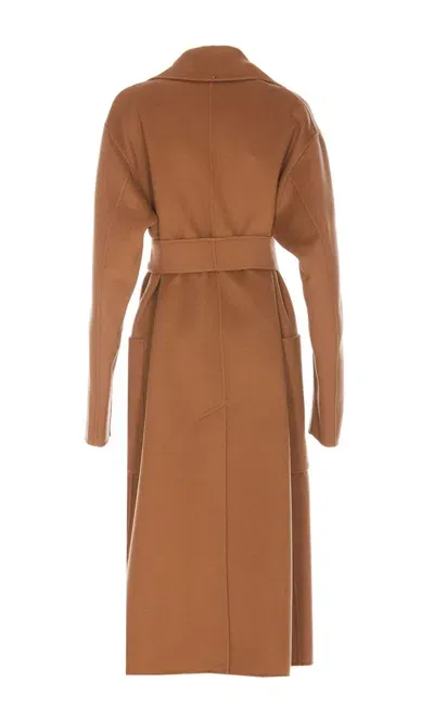 Sportmax Ochre Wool Blend Draghi Coat In Brown