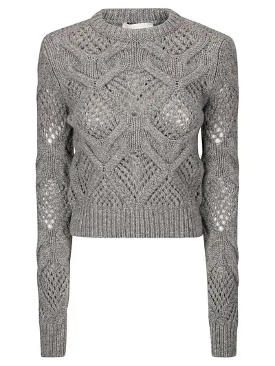 Sportmax Crewneck Long-sleeved Jumper  In Gray