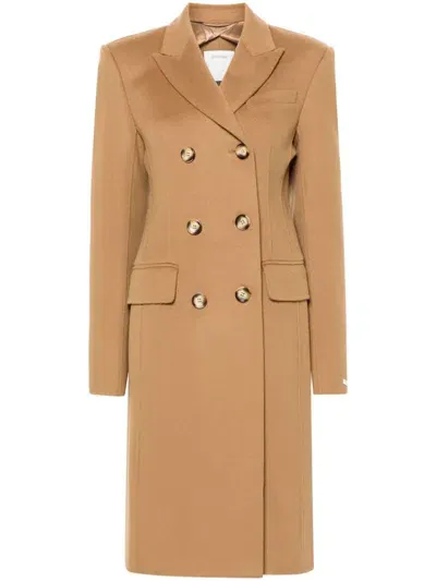 Sportmax Pre Wool Double Breasted Coat In Brown