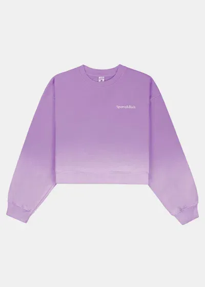 Sporty And Rich Dip Dye Logo-embroidered Sweatshirt In Dip Dye Purple