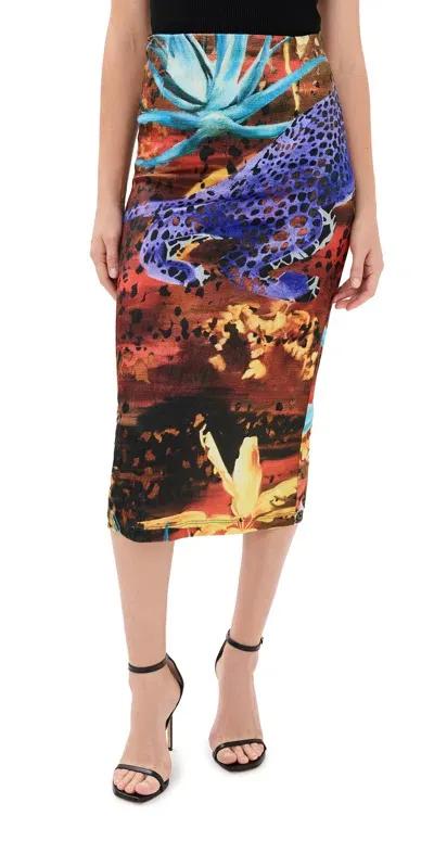 Stella Jean Printed Basic Skirt Wood Print