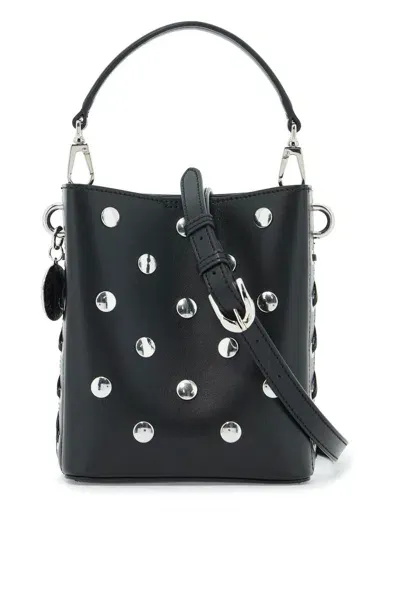 Stella Mccartney Mini Bucket Bag Frayme With Studs In Black