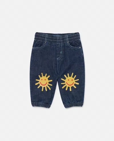 Stella Mccartney Sun Printed Denim Joggers In Blue