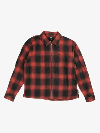 Stussy Men Hank Plaid Zip Shirt In Red