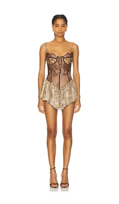 The Dolls House Roxanna Playsuit In Brown