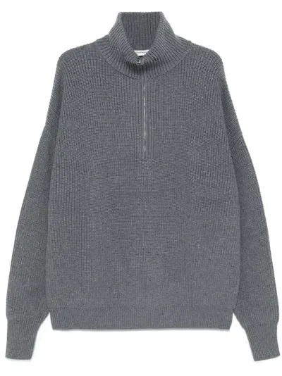 The Frankie Shop Half-zip Fastening Jumper In Grau