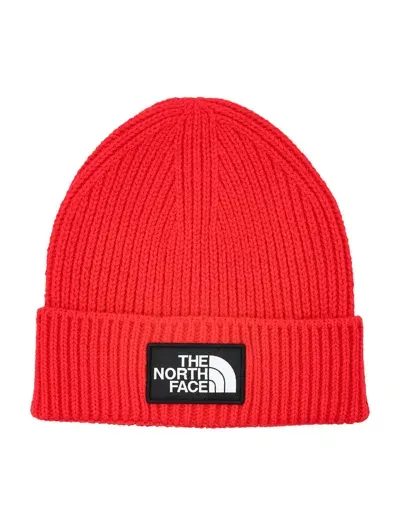 The North Face Tnf Logo Box Cuffed Beanie In Tnf Red