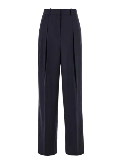 Theory Blue Pants With Pences At The Front In Wool Woman