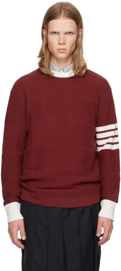 Thom Browne Burgundy 4-bar Rugby Sweater