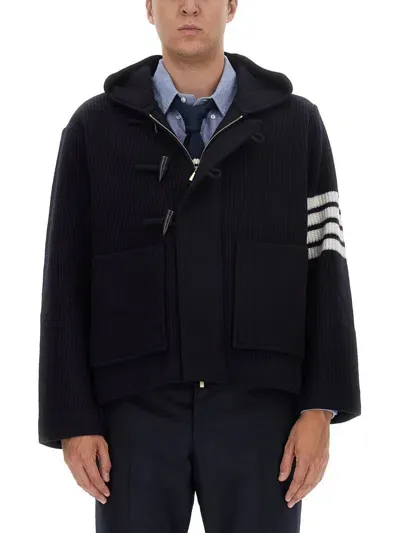 Thom Browne Virgin-wool Duffle Jacket In Blue