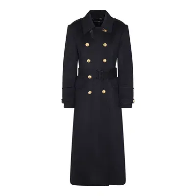 Tom Ford Dark Blue Wool Coat In Dark Indigo