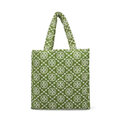 Tory Burch T-monogram Terry Tote Bag In Green