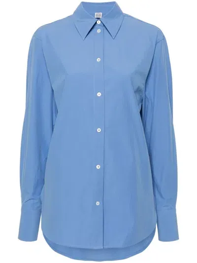 Totême Kimono Sleeve Poplin Shirt In Blue