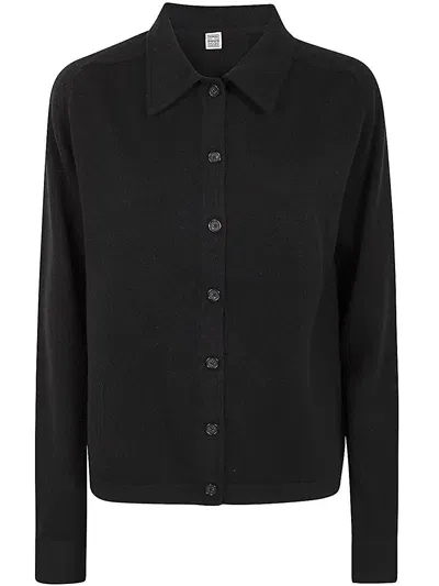 Totême Raglan Sleeve Cashmere Shirt In Black