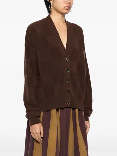 Uma Wang Women Check Cardigan In Uw670 Brown Red