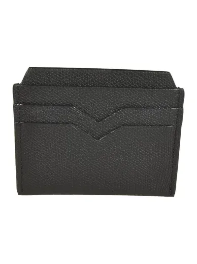 Valextra Classic Skinned Card Holder In Black