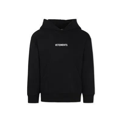 Vetements Black Sweatshirt For Kids With Logo