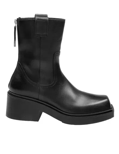 Vic Matie Leather Ankle Boot In Black