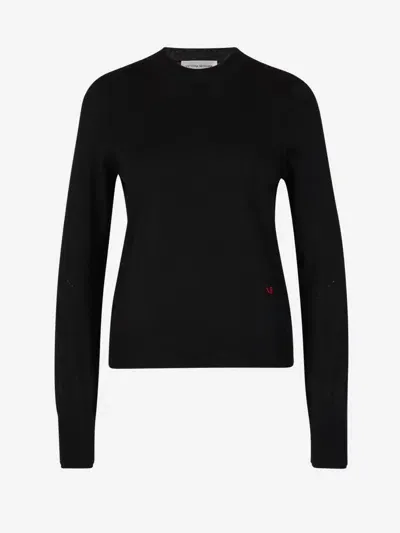 Victoria Beckham Plain Wool Sweater In Black