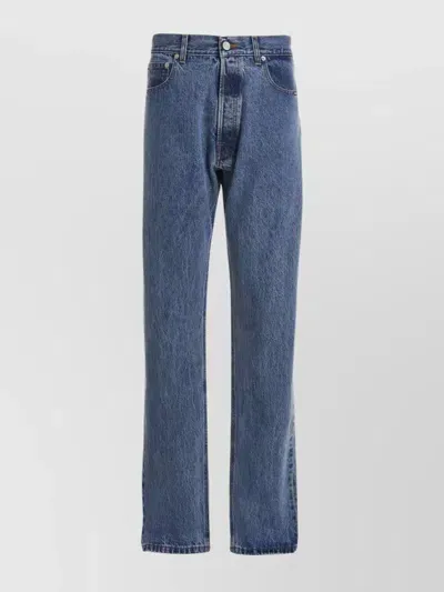 Vtmnts Straight Leg 5-pocket Denim Trousers With Rivets In Blue