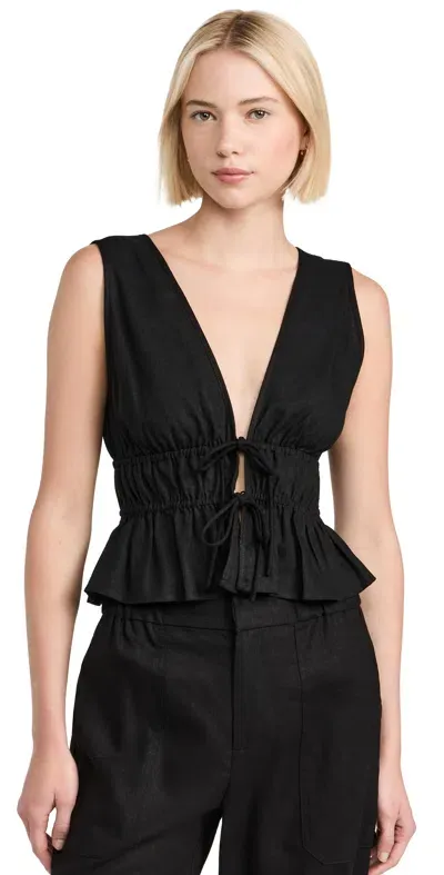 Wayf Nadine Deep V-neck Sleeveless Top In Black