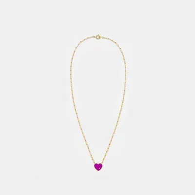 Yvonne Léon Yvonne Leon Small Solitary Heart Necklace In Purple