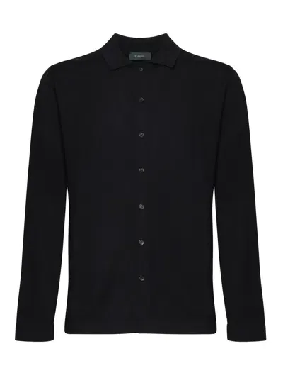 Zanone Virgin Wool Shirt In Black