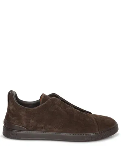 Zegna Triple Stitch Brown Sneakers