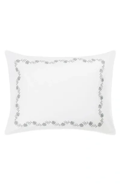 Matouk Daphne Floral Embroidered Count Sham In Silver