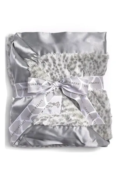 Little Giraffe Snow Leopard Luxe Baby Blanket In Silver