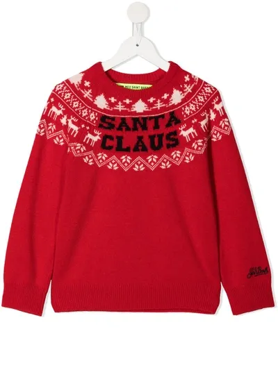 Mc2 Saint Barth Kids' Douglas Intarsia Knit Jumper In Red