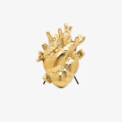 Seletti Gold Tone Love In Bloom Heart Vase