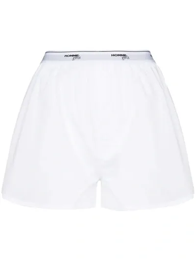 Hommegirls Logo-tape Detail Boxer Shorts In White