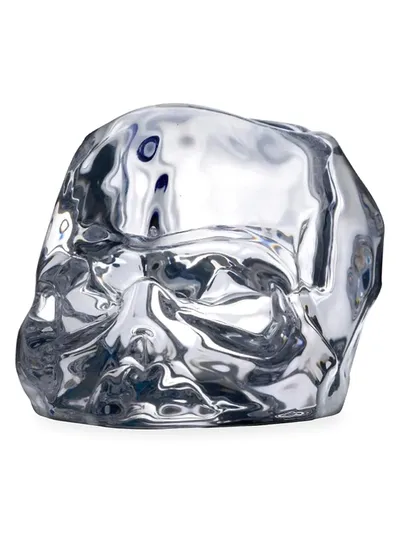 Nude Glass Memento Mori Faceted Clear Skull Tealight Holder