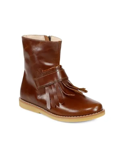 Elephantito Kids' Girl's Tassel Leather Boots In Brown