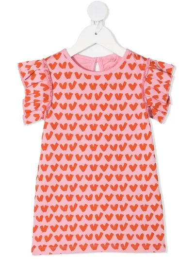 Stella Mccartney Kids' T-shirt In Jersey Con Stampa Hearts In Pink