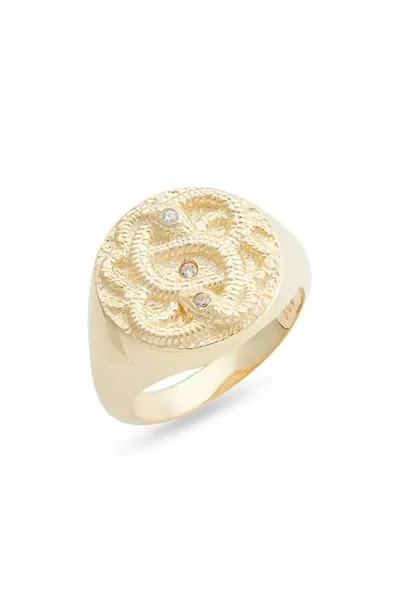 Argento Vivo Sterling Silver Signet Ring In Gold