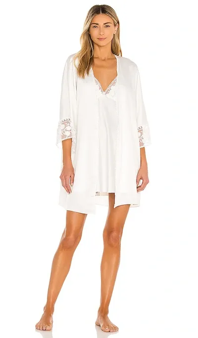 Flora Nikrooz Kylie Embroidered Wrap Robe In Ivory