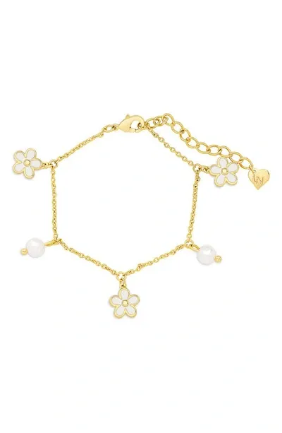 Lily Nily Kids'  Flower & Pearl Charm Bracelet In Gold